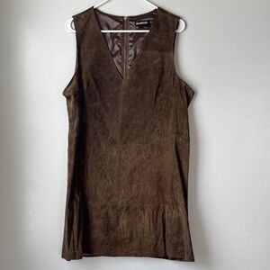 Blank NYC Olive Green V-Neck Suede Mini Dress